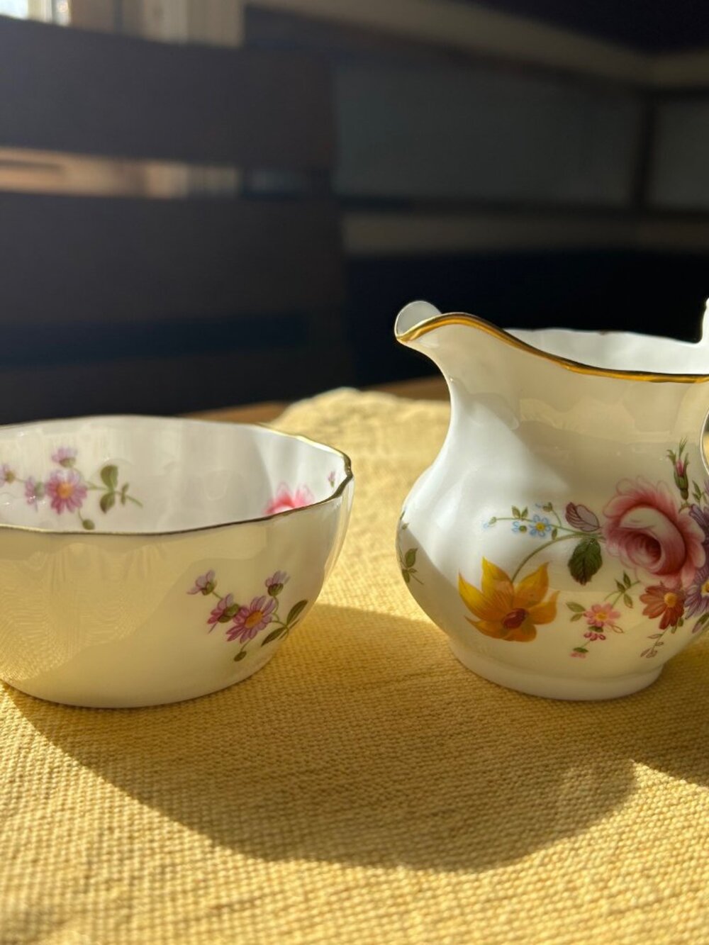 Vintage Royal Crown Derby "Derby Posies" mini creamer / open sugar bowl rar